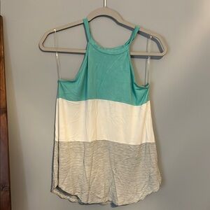Pink Lily Green and Cream Sleeveless Tank Top